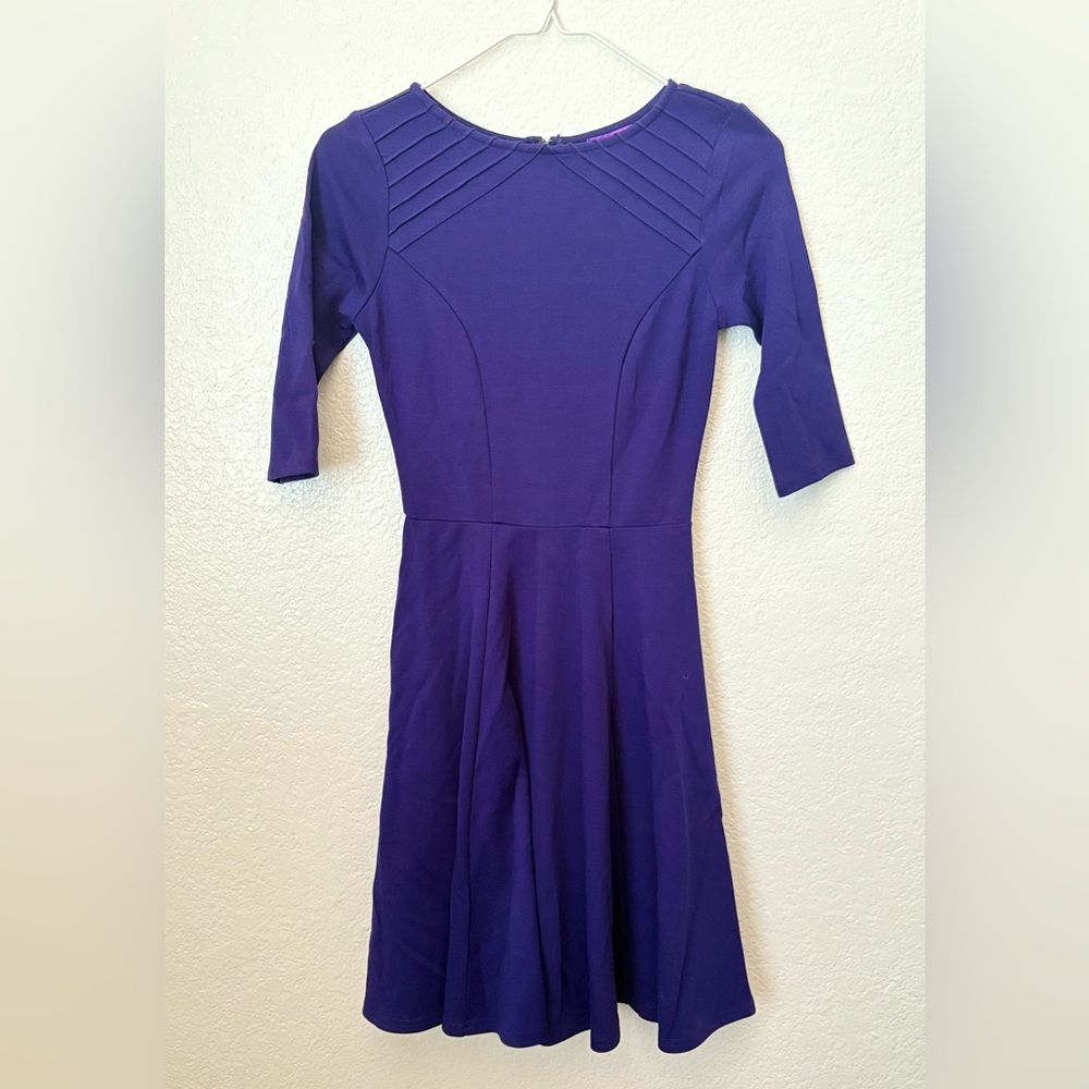 Unique Vintage x GB Fit and Flare 3/4 Sleeve Blue Dress Retro‎ 60s 70s Preppy XS